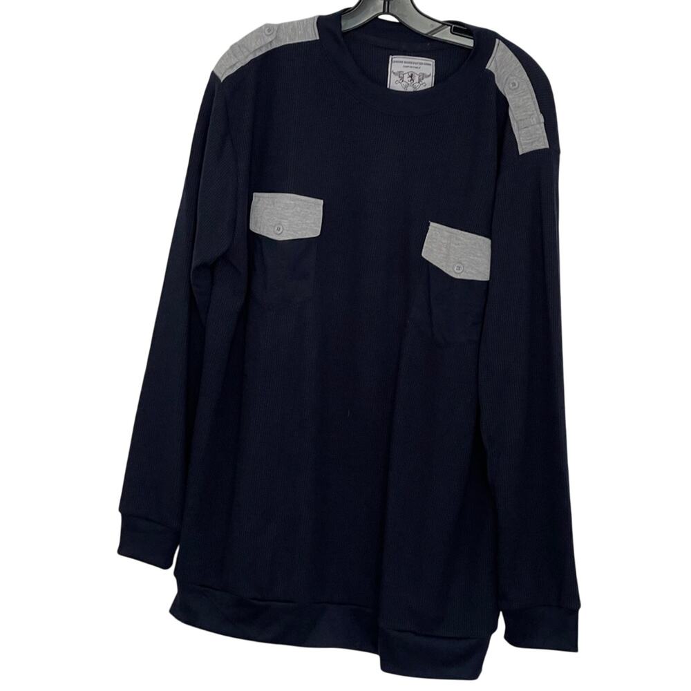 Marx & Dutch Men's Navy BLUE large oversized Shirt Pullover Long Sleeve